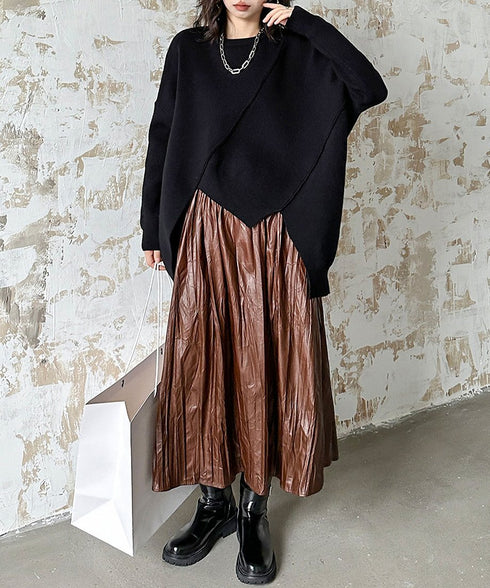 Crinkle Gloss Maxi Skirt